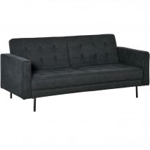 HOMCOM Canapé convertible 2 places style Chesterfield tissu gris foncé 187L x 91l x 85H cm