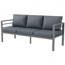 Outsunny Canapé de jardin 3 places avec coussins d'assise et dossier - canapé extérieur en aluminium 185L x 66l x 64H cm