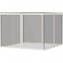 Outsunny Moustiquaires pour tonnelle barnum pavillon de jardin 3 x 4 m - lot de 4 moustiquaires zippées + crochets d'attaches