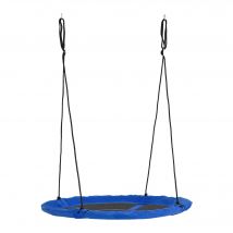 Outsunny Balançoire nid d'oiseau Ronde balançoire Panier Ø 110 cm 4 Anneaux Inclus métal époxy Oxford Haute densité Bleu