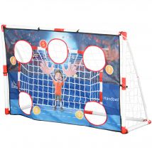 HOMCOM Cage de handball enfant exterieur but 5 zones cibles ballon de handball gonflable pompe 162 x 60 x 106 cm blanc