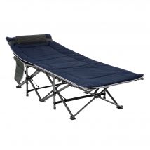 Outsunny Bain de soleil transat chaise longue pliable matelas à double oreiller pochette latérale sac de rangement intégrée