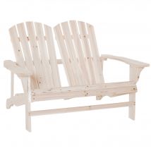 Outsunny Fauteuil de jardin Adirondack chaise longue dossier incurvé en bois charge max 250 kg pour jardin piscine terrasse bois naturel