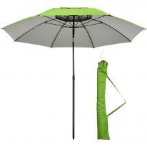 Outsunny Parasol Extérieur Inclinable Métal Anti-UV30+ Sac de Transport 8 Tiges Acier Vert   Aosom France