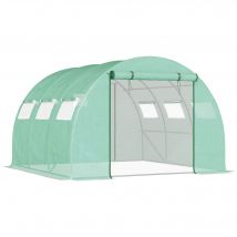 Outsunny Serre de Jardin Tunnel 9 m² 300L x 295l x 197H cm - PE Haute densité 140 g/m² fenêtres porte déroulante vert   Aosom France