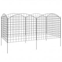 Outsunny Clôture de jardin en métal clôture décorative lot de 6 pour légumes bordure de chemin 460 x 97 cm noir