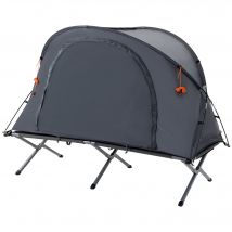 Outsunny Ensemble tente de camping 3 en 1 avec lit de camp 1 personne, tente et 1 matelas gonflable - sac de transport inclus