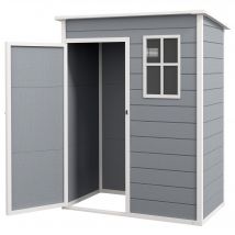 Outsunny Cabane de Jardin Abri de Jardin Plastique 1.14 m² avec Verrouillable, Aération et Fenêtre   Pour Outils, 151x92x193 cm Gris   Aosom France