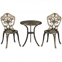 Outsunny Ensemble salon de jardin 2 places en aluminium salon de jardin 3 pièces 2 chaises + table ronde imitation fer forgé   Aosom France