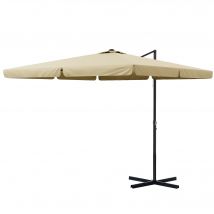 Outsunny Parasol Carré Déporté Beige Inclinable en Aluminium avec Manivelle et Pied Croix   Aosom France