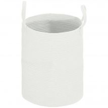 HOMCOM Panier à linge 36L, corbeille à linge en coton avec poignées pliable, 38 x 45cm, blanc crème