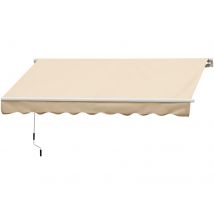 Outsunny Store banne manuel rétractable 295 x 245 cm avec manivelle, protection UV, cadre en aluminium, beige