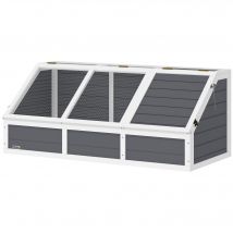 PawHut Maison enclos cage pour petit animal tortue en bois avec couvercle ouvrable, loquets, 2 espaces distincts, gris