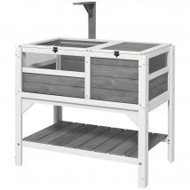 PawHut Maison enclos pour tortues sur pieds avec étagère de rangement en bois massif - 84 x 51 x 103 cm