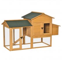 PawHut Poulailler en bois avec porte grillagée, plateau amovible, nichoir, rampe pour 2 à 4 poules 168 x 75 x 103 cm