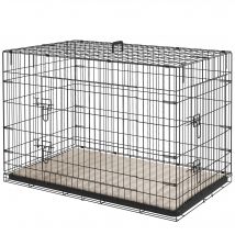 PawHut Cage caisse de transport pliante pour chien poignée, plateau amovible, coussin fourni 105 x 70 x 75 cm noir