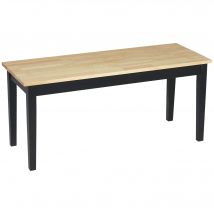 HOMCOM Banc en bois pour 2 personnes bicolore assise naturelle et piètement noir 102 x 36 x 45 cm