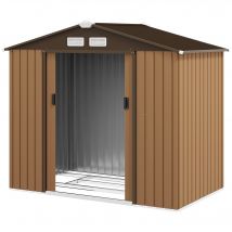 Outsunny Cabane & Abri de Jardin Métal en Tôle d'Acier 2.5 m² avec Porte Verrouillable Remise pour Outils avec Fondation, Kaki   Aosom France