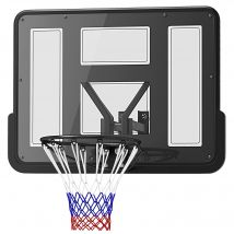 SPORTNOW Panier de basket mural panier basket avec panneau incassable cerceau en acier et filet indéchirable 110L x 75H cm noir