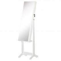 Outsunny Armoire Bijouterie Miroir Multifonction Porte Verrouillable Angle Ajustable Blanc Élégant   Aosom France