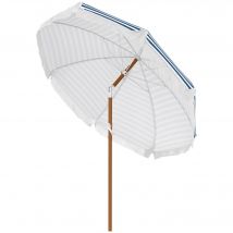 Outsunny Parasol Rond Inclinable Vintage Bleu et Blanc en Polyester Haute Densité Anti-UV   Aosom France