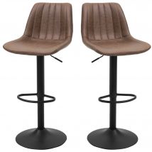 HOMCOM Lot de 2 tabourets de bar style vintage hauteur réglable pivotant avec repose-pied marron