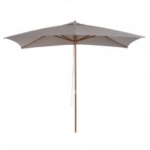 Outsunny Parasol Droit Rectangulaire Bois Polyester Haute Densité Bois de Bambou 2 x 3 x 2,45 m Gris