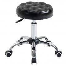HOMCOM Tabouret de message tabouret pivotant à 360 ° hauteur réglable avec 5 roulettes similicuir noir Ø 48 cm x 47-59H cm