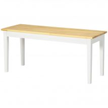 HOMCOM Banc en bois pour 2 personnes bicolore assise naturelle et piètement blanc 102 x 36 x 45 cm