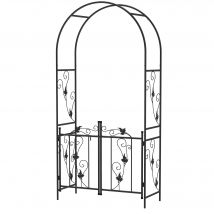 Outsunny Arche de jardin en acier arceau à rosiers avec double porte pour décoration de cérémonie 107 x 45 x 217 cm noir