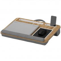 HOMCOM Support ordinateur portable lit avec traversin fente pour tablette ou téléphone tapis de souris repose-poignet poignée