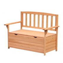 Outsunny Banc de jardin en bois de sapin avec coffre de rangement dim. 112L x 58l x 84H cm