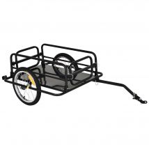 HOMCOM Remorque vélo remorque de transport pour vélo pliable 70L 139L x 71,5l x 49H cm barre d'attelage universelle acier noir