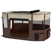 PawHut Parc pliable pour animaux de compagnie parc pour chiots en tissu Oxford avec fenêtres et portes sac de rangement marron