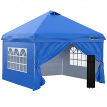 Outsunny Tonnelle pop-up tente de jardin barnum 3x3 m avec 4 parois latérales amovibles bleu