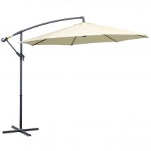 Outsunny Parasol Déporté Octogonal 3m Inclinable avec Pied Croix Protection UV Crème   Aosom France