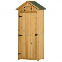 Outsunny Cabanon & Chalet de Jardin Bois en Sapin Massif avec 2 Portes Verrouillables, Toit en Pente Bitumé 77x54,2x179 cm, Jaune   Aosom France