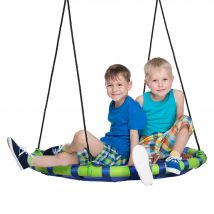 Outsunny Balançoire nid d'oiseau ronde hauteur réglable à suspendre enfant adulte jardin capacité de charge 150 kg Ø 100 cm bleu   Aosom France