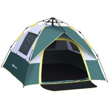 Outsunny Tente de camping 3 personnes automatique 3 saisons imperméable avec 3 fenêtres 205 x 195 x 135 cm vert olive   Aosom France