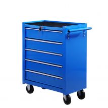 HOMCOM Chariot à Outils Mobile 5 Tiroirs Bleu