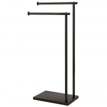 HOMCOM Porte-serviettes sur pied en acier avec 2 barres support pour serviette 35,5l x 20P x 78H cm - noir