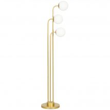 HOMCOM Lampadaire sur pied salon, lampe salon contemporain avec 3 spots pivotants, abat-jour en verre et interrupteur à pied