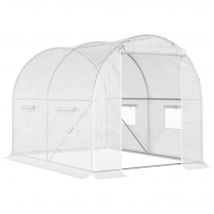 Outsunny Serre de Jardin 6 m² Serre botanique Serre de jardin tunnel Serre à tomates 3x2x1,9 m fenêtres Porte PE Blanc   Aosom France