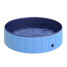 PawHut Piscine Pliable Chien Diamètre 1,20m avec Bouchon Vidange et Fond Antidérapant Bleu   Aosom France