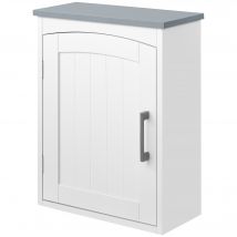 Kleankin Armoire Murale WC Suspendue Blanche avec Porte et Étagère Réglable   Aosom France