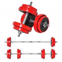 HOMCOM Haltères de 20 kg ensemble d'haltères musculation réglable avec barre d'extension pour entraînement musculaire et haltérophilie