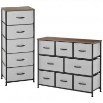 HOMCOM Commode Chiffonnier Meuble de Rangement 13 tiroirs en tissu pliants gris- structure acier noir