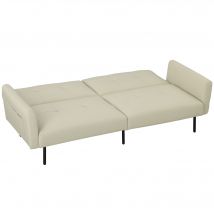 HOMCOM Canapé convertible 3 places, canapé clic-clac avec dossier réglable, canapé moderne en tissu, beige