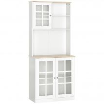 HOMCOM Armoire de cuisine multi-rangements dim. 80L x 37l x 183H cm MDF blanc chêne