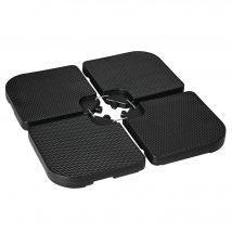Outsunny Lot de 4 dalles de lestage pour parasol déporté à remplir d'eau ou de sable jusqu'à 60/80 kg 100 x 100 x 8 cm noir   Aosom France